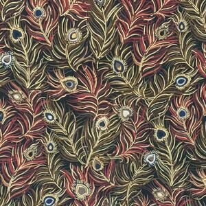 1 Yd Vintage 1998 TIMELESS TREASURES HI-FASHION FABRIC Metallic Peacock Feathers